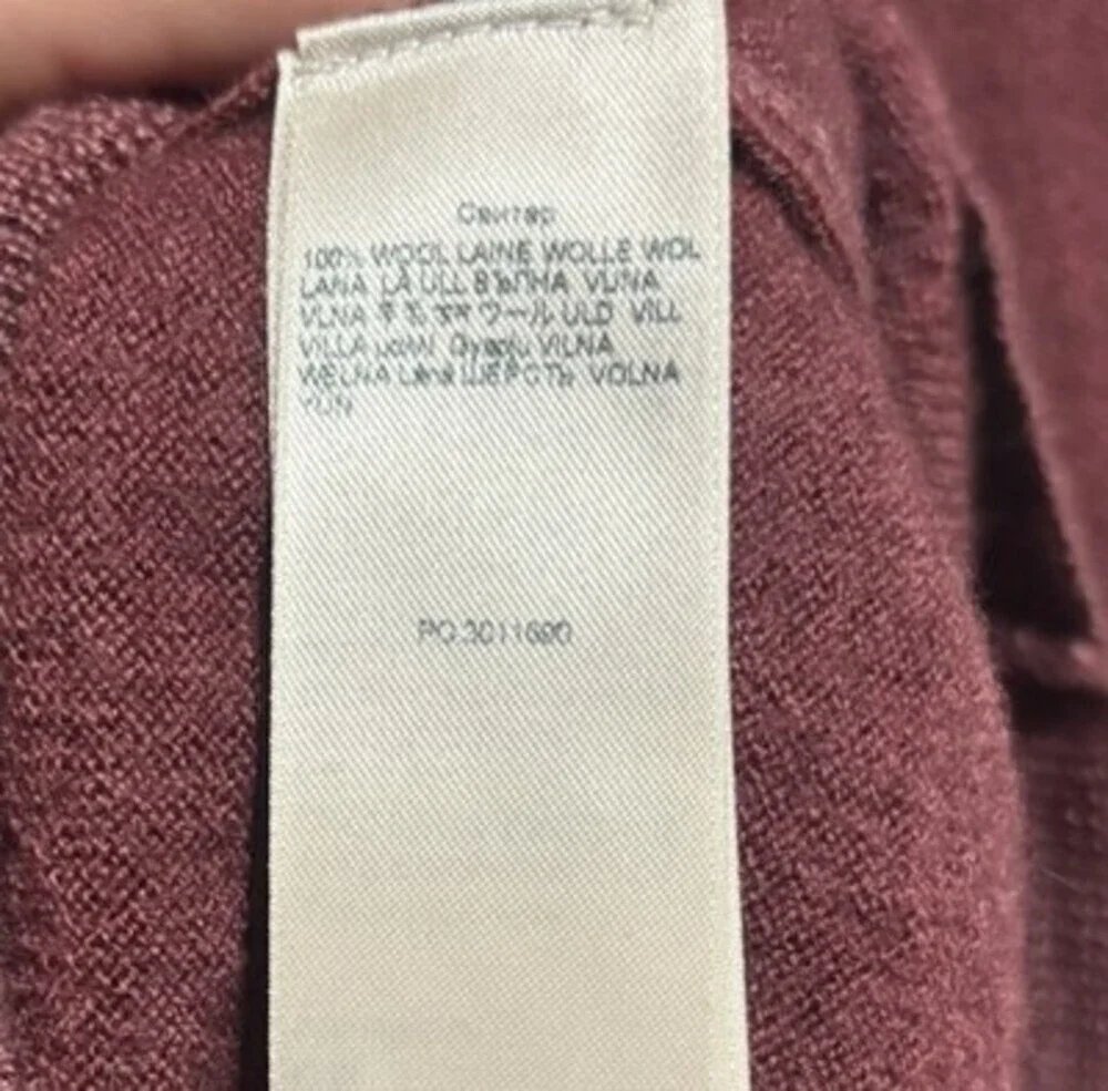 7 For All Mankind Burgundy 100% Wool Crew Neck Pullover Sweater Men M